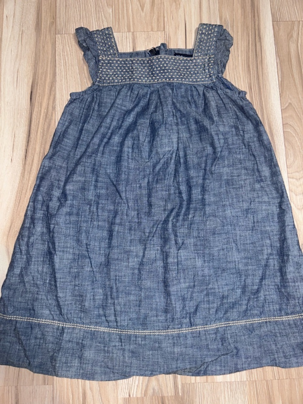 GAP Girls Chambray Ruffle Strap Dress - Blue